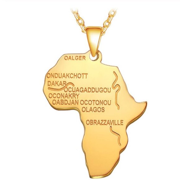 Africa map gold pendant necklace - Picture 4 of 13